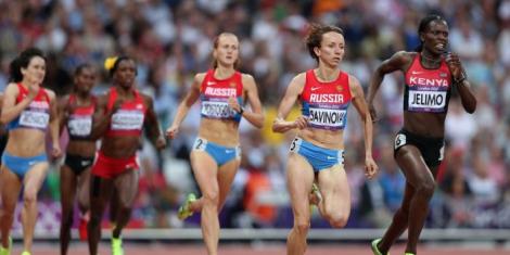 Pamela Jelimo leading other athletes in the 800m race Olympic final held on August 18, 2008 in Beijing, China.