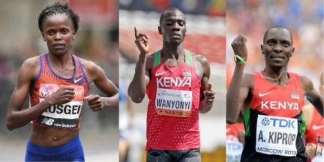 Brigid Kosgei, Emmanuel Wanyonyi and Asbel Kiprop