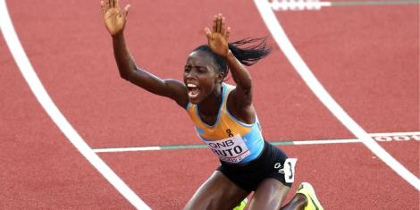 Former Kenyan international Norah Jeruto Tanui celebrating her historic 3,000m steeplechase win on July 21, 2022 in Oregon, United States.