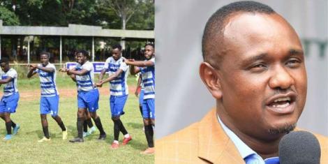 A collage image of AFC Leopards celebrating a goal in a past match and club chairman Dan Shikanda
