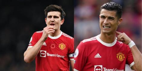 A collage image of Manchester United stars Harry Maguire (L) and Cristiano Ronaldo (R).
