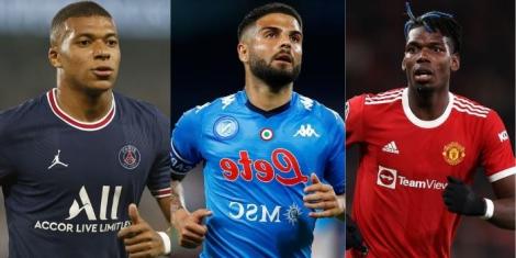 From left Kylian Mbappe, Lorenzo Insigne (centre), Paul Pogba (right)