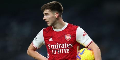 Arsenal left back Kieran Tierney in action in a past match.