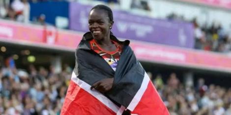 Mary Moraa celebrating her 800m victory at the 2022 Commonwealth Games on Sunday, August 6 in Birmingham, United Kingdom.