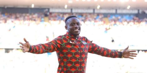 Ferdinand Omanyala posing for a photo at the 2022 Commonwealth Games staged in Birmingham, United Kingdom.