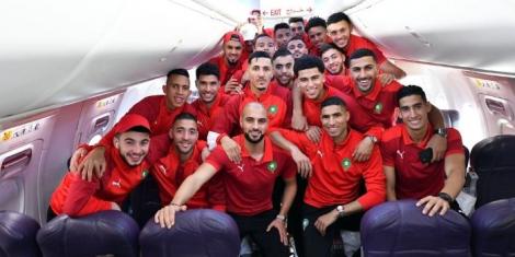 Morocco team as they arrive for the AFCON tournament in Cameroon