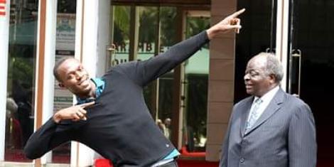 Bolt and the late President Mwai Kibaki