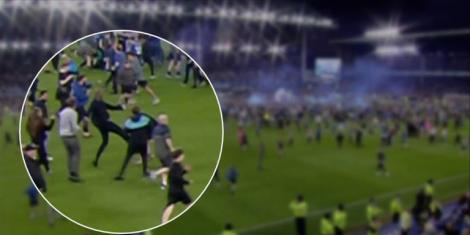 Crystal Palace head coach Patrick Vieira reacts after an Everton fan trolled him in their 3-2relegation comeback