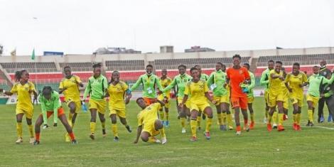 Vihiga Queens Players Celebrating their qualification in the CAF Champions League