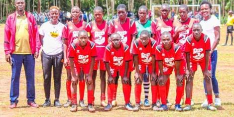 Wiyeta Girls Secondary school players posing for a photo at St. Anthony's Kitale on August 29, 2022.