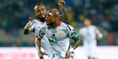 Jordan and Andre Ayew celebrating a goal at the AFCON 2021 in Cameroon