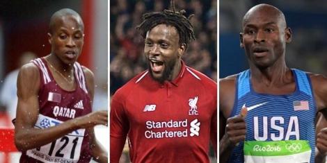From left to right: Stephen Cherono, Divock Origi and Bernard Lagat.