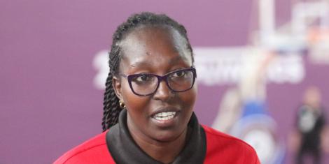 National Deaf Women’s basketball Coach Mary Chepkoi speaking to the media at a past briefing.